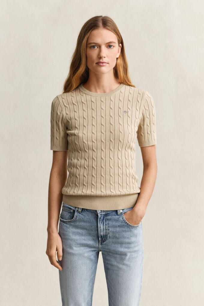 Camisola de calções com malha trançada