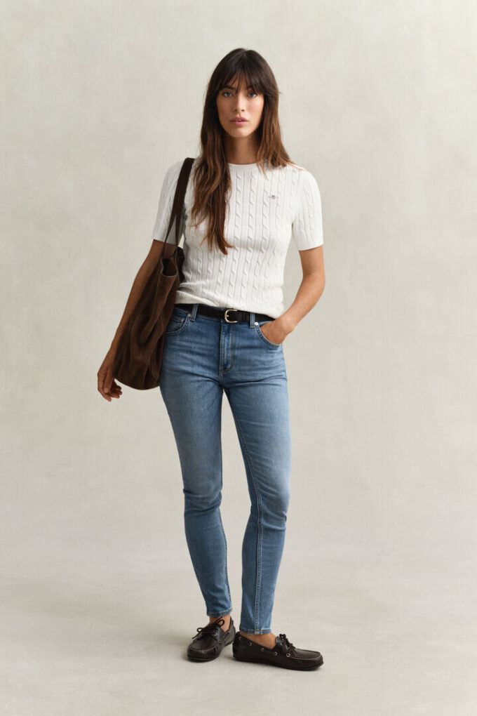 Camisola de calções com malha trançada