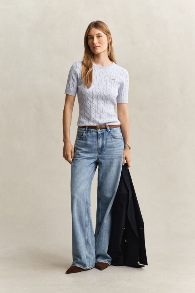 Camisola de calções com malha trançada Camisola de calções com malha trançada
