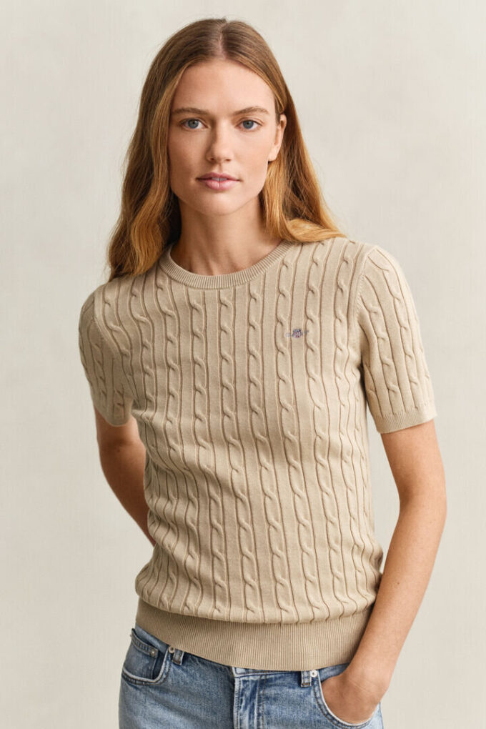 Camisola de calções com malha trançada