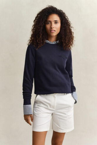 Camisola de gola redonda com emblema tonal