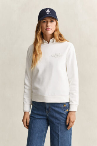 Camisola de gola redonda com emblema tonal