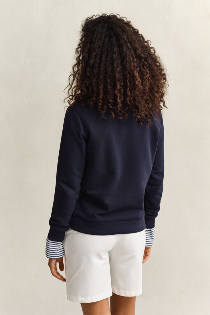 Camisola de gola redonda com emblema tonal