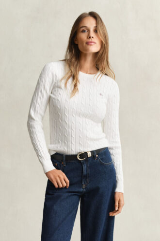 Camisola de gola redonda com malha trançada