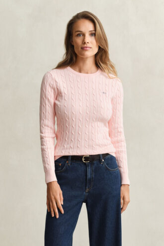 Camisola de gola redonda com malha trançada
