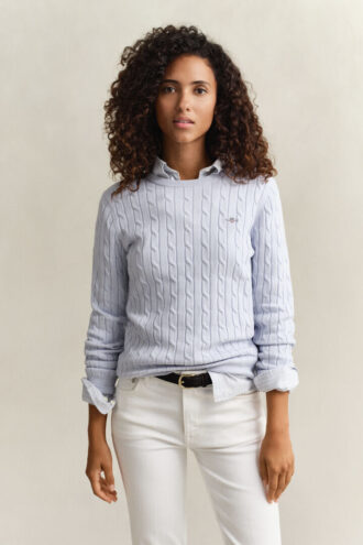 Camisola de gola redonda com malha trançada
