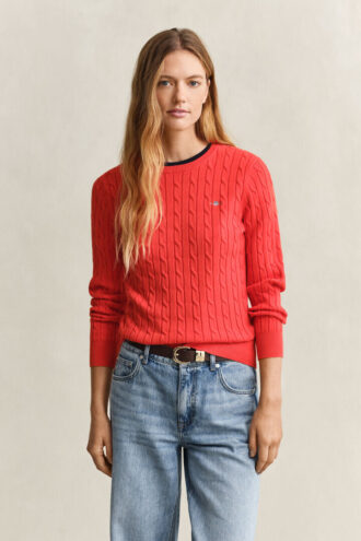 Camisola de gola redonda com malha trançada