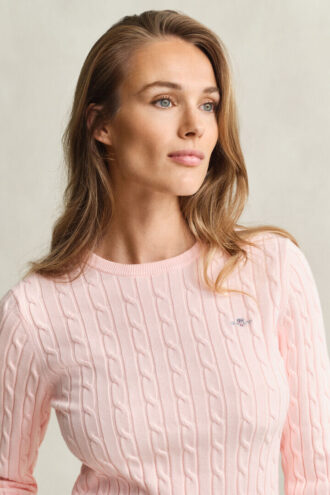 Camisola de gola redonda com malha trançada