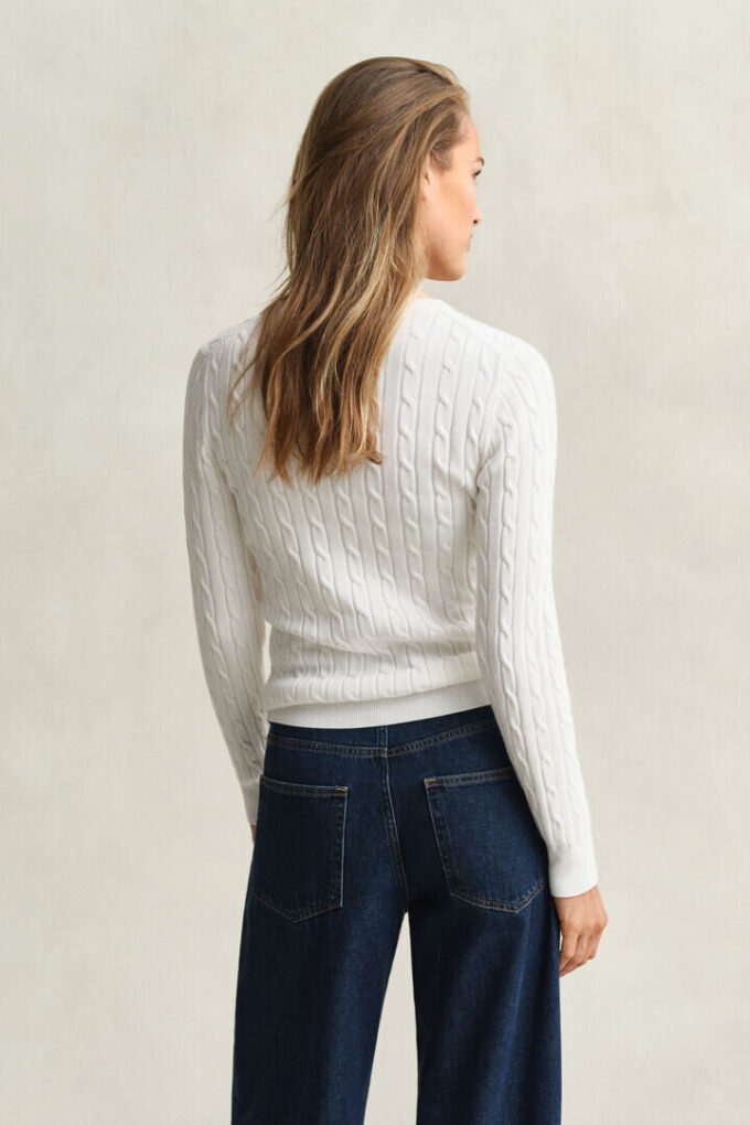 Camisola de gola redonda com malha trançada