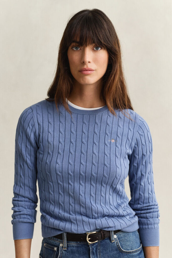Camisola de gola redonda com malha trançada