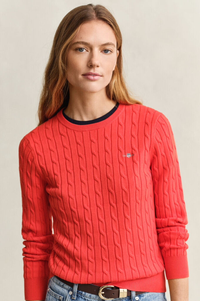 Camisola de gola redonda com malha trançada