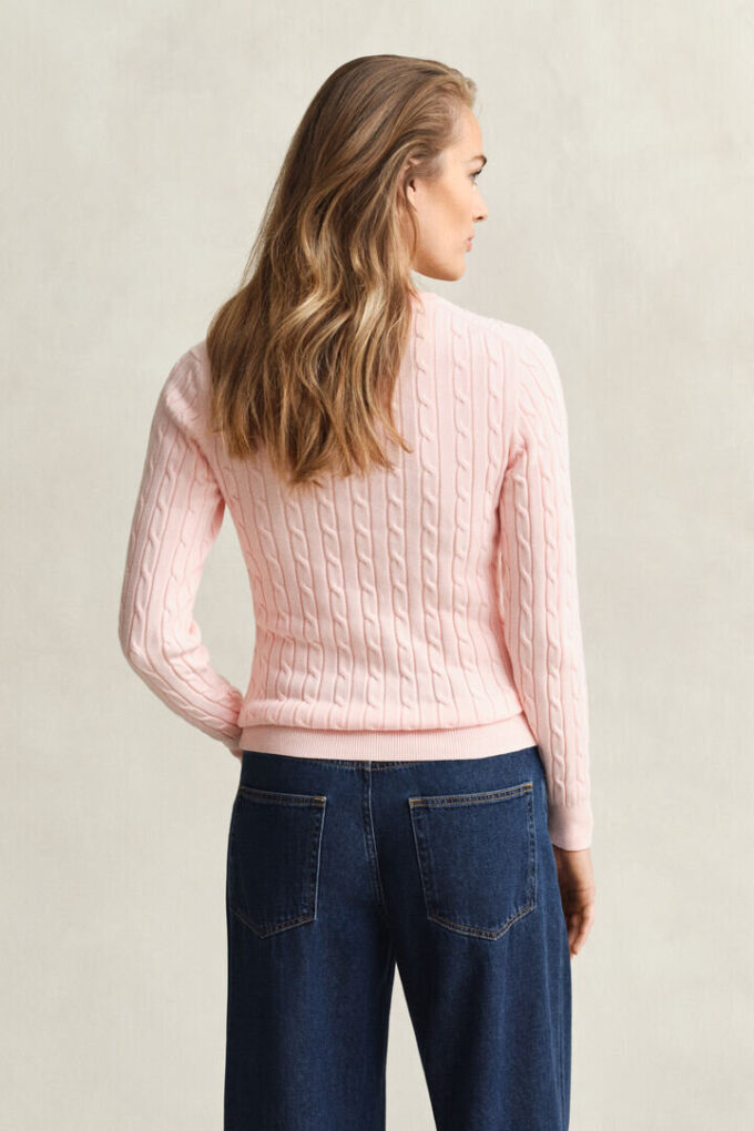 Camisola de gola redonda com malha trançada