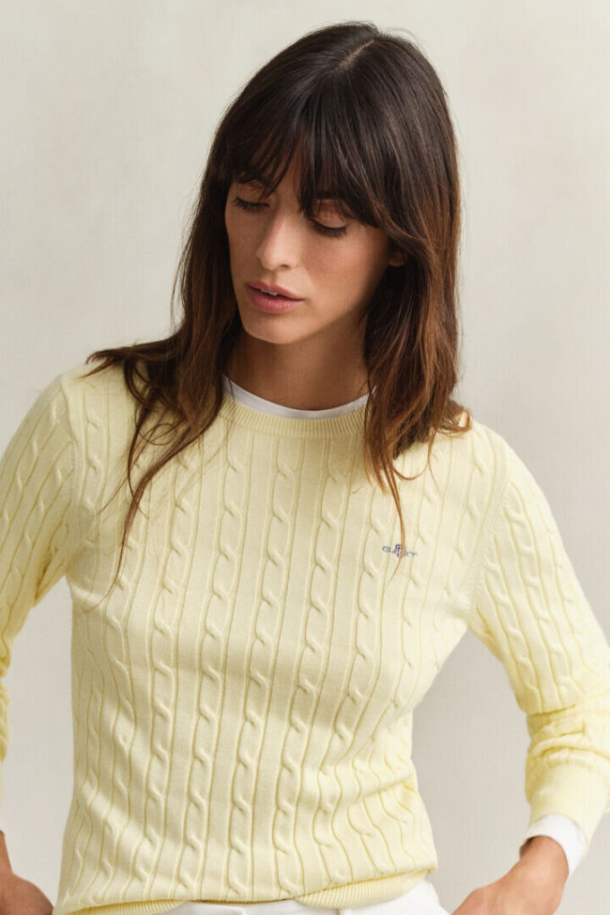 Camisola de gola redonda com malha trançada