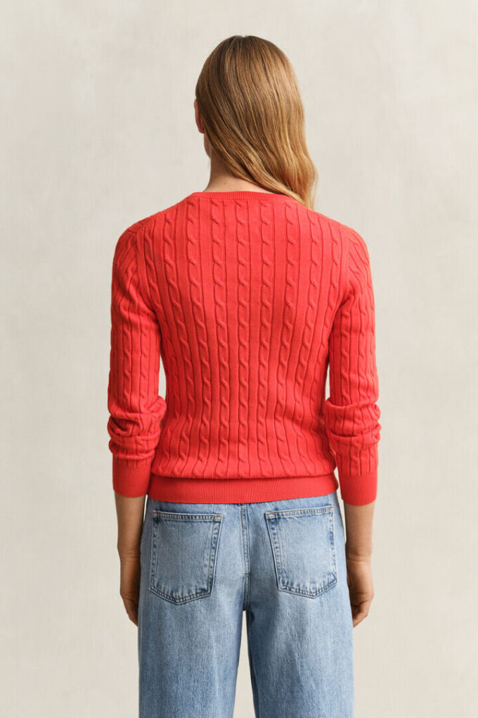 Camisola de gola redonda com malha trançada