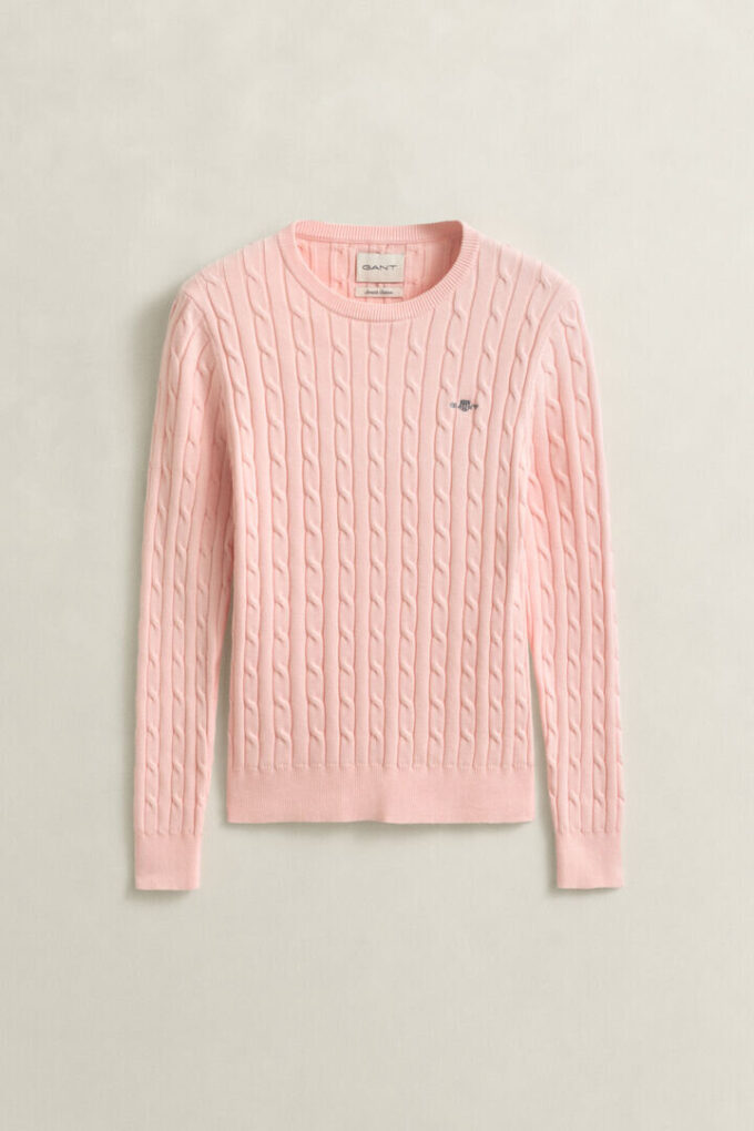 Camisola de gola redonda com malha trançada