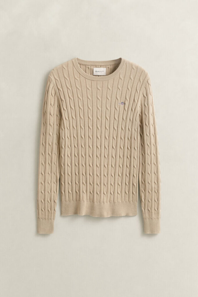 Camisola de gola redonda com malha trançada