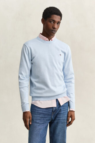 Camisola de gola redonda em algodão