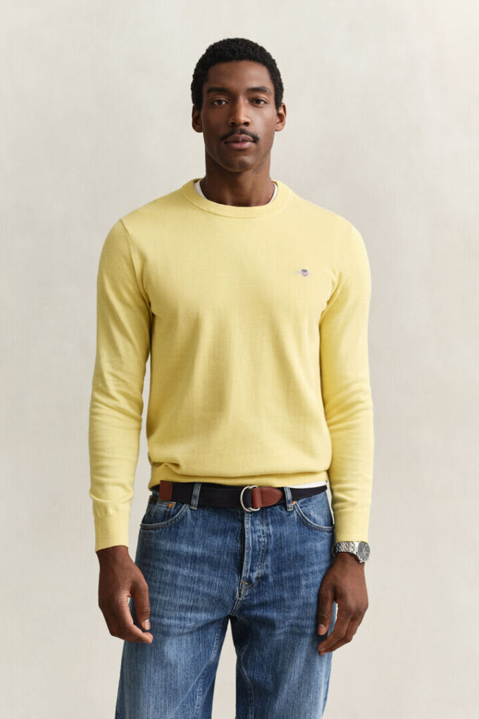 Camisola de gola redonda em algodão