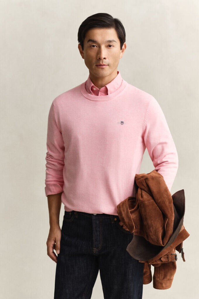 Camisola de gola redonda em algodão