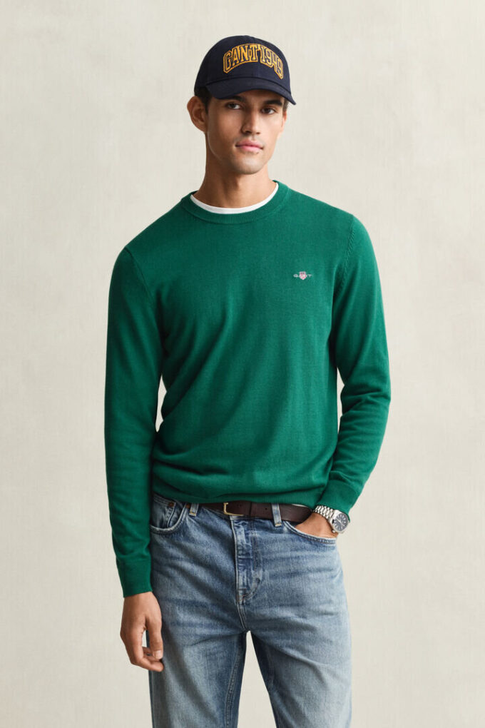 Camisola de gola redonda em algodão
