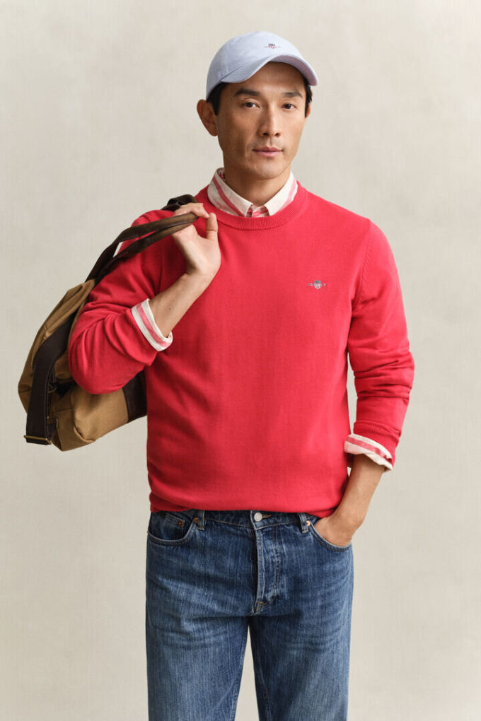 Camisola de gola redonda em algodão