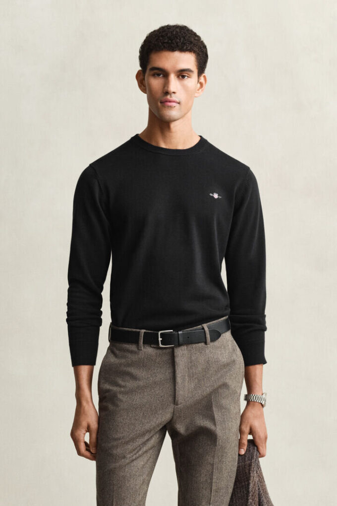 Camisola de gola redonda em algodão