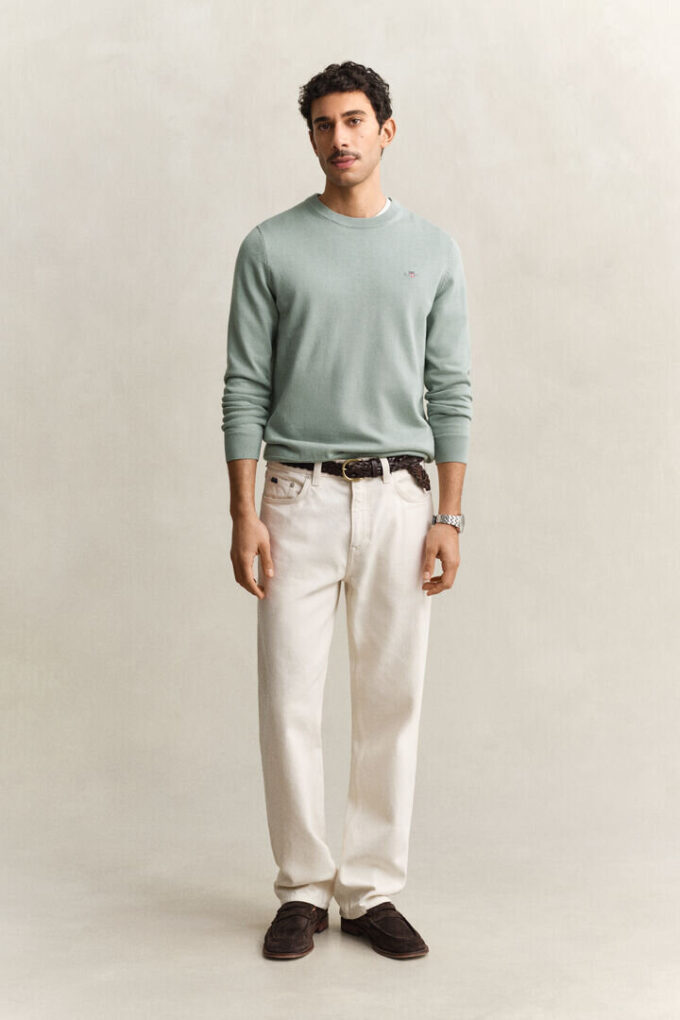Camisola de gola redonda em algodão