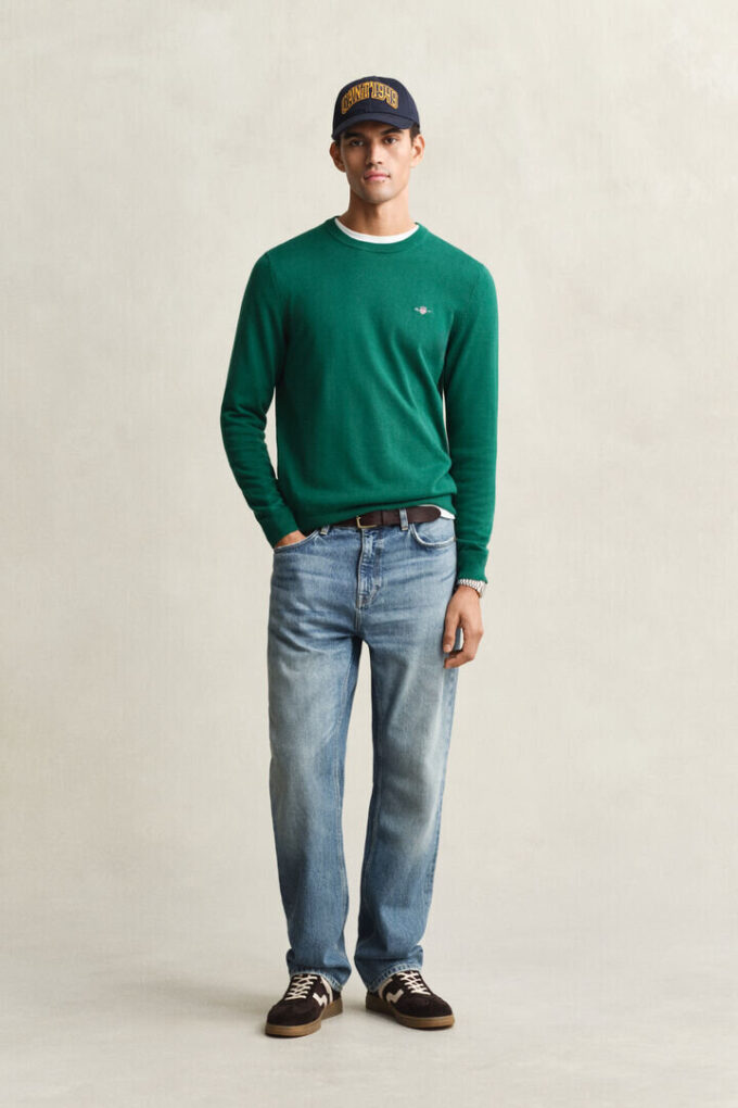 Camisola de gola redonda em algodão