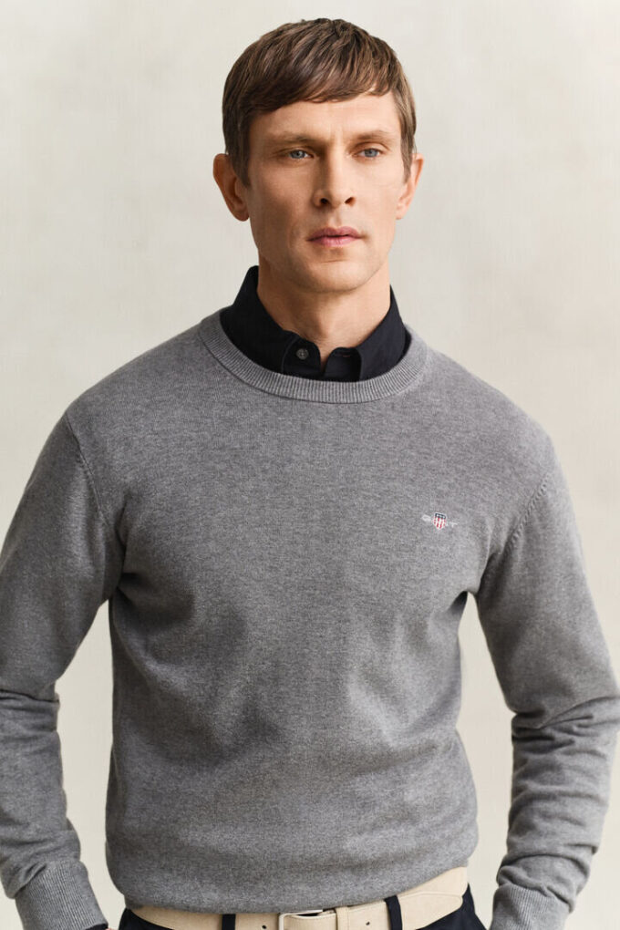 Camisola de gola redonda em algodão