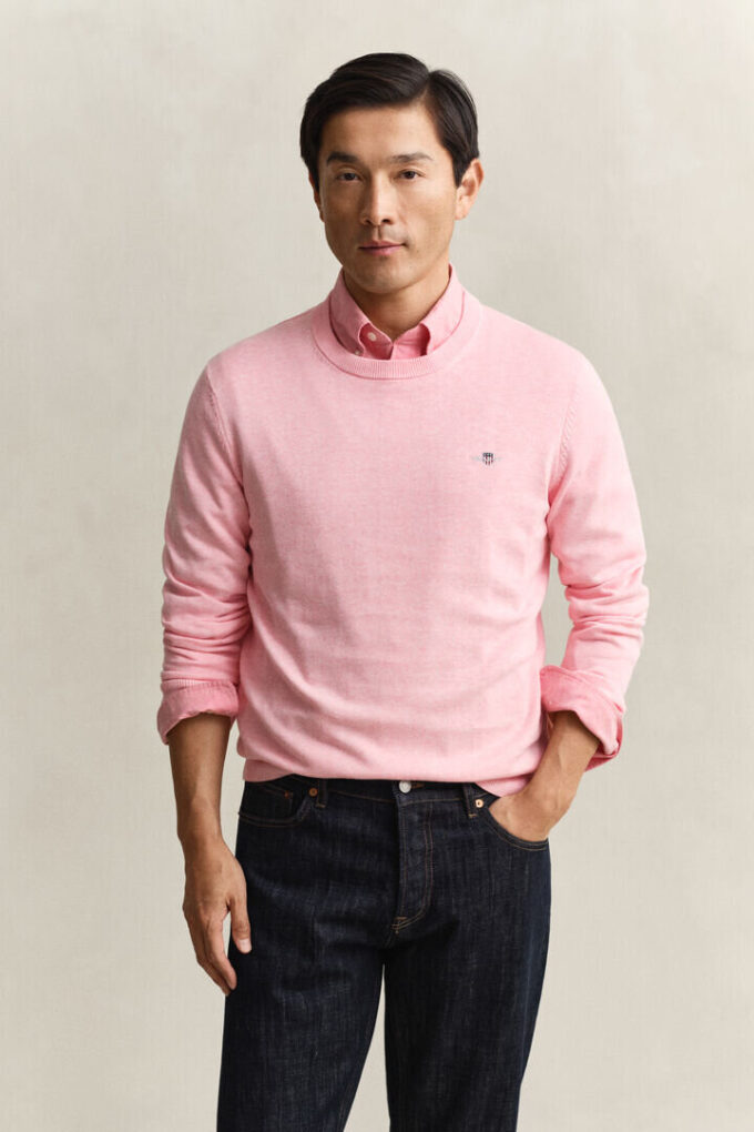 Camisola de gola redonda em algodão