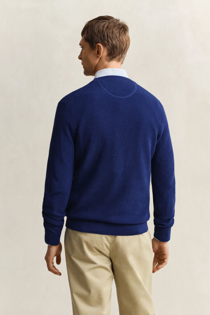 Camisola de gola redonda em algodão texturado