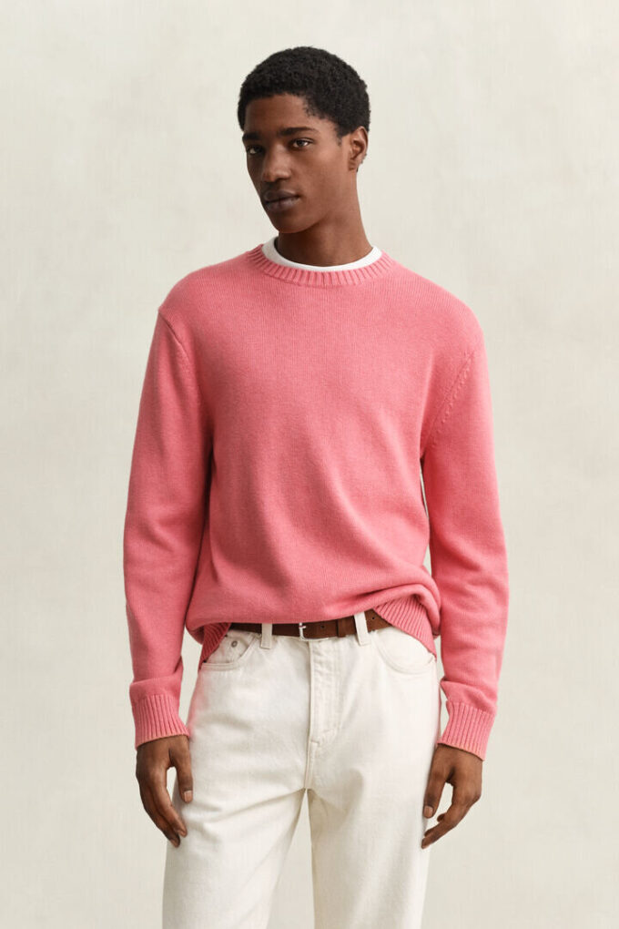 Camisola de gola redonda em mistura de algodão