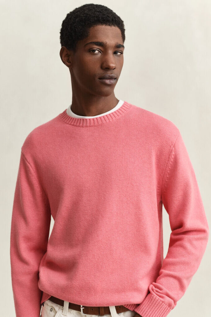 Camisola de gola redonda em mistura de algodão