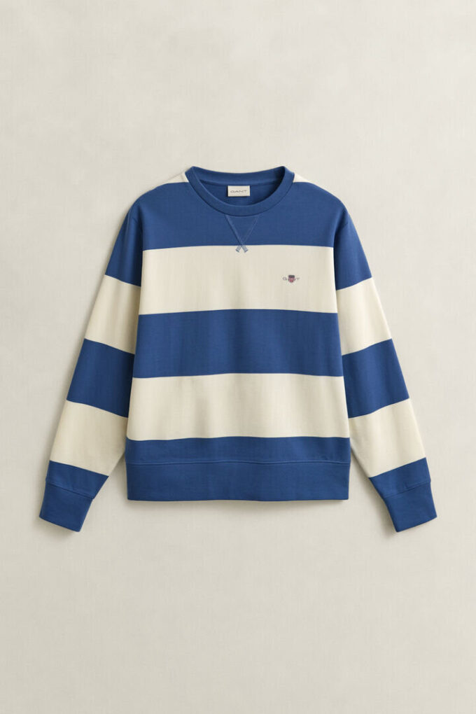 Camisola de gola redonda às riscas