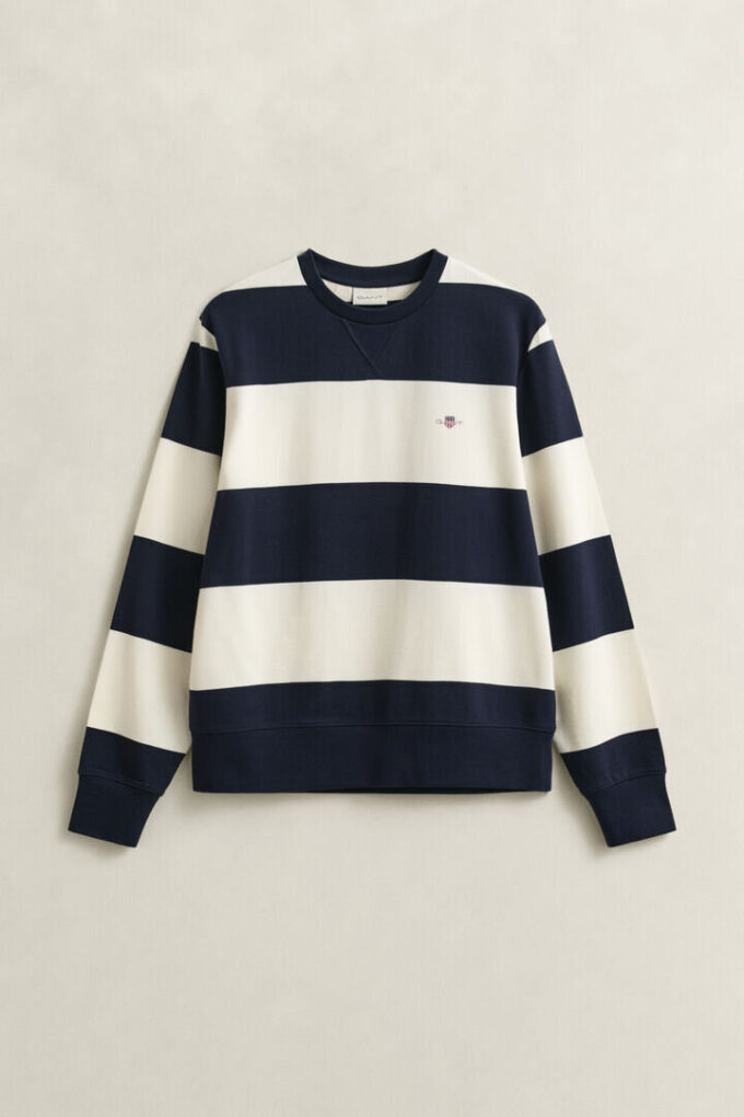 Camisola de gola redonda às riscas