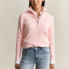 Camisola de malha trançada com meio fecho