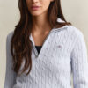 Camisola de malha trançada com meio fecho