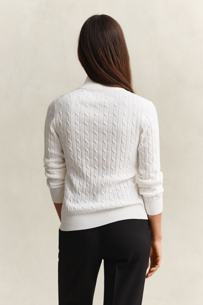 Camisola de malha trançada com meio fecho
