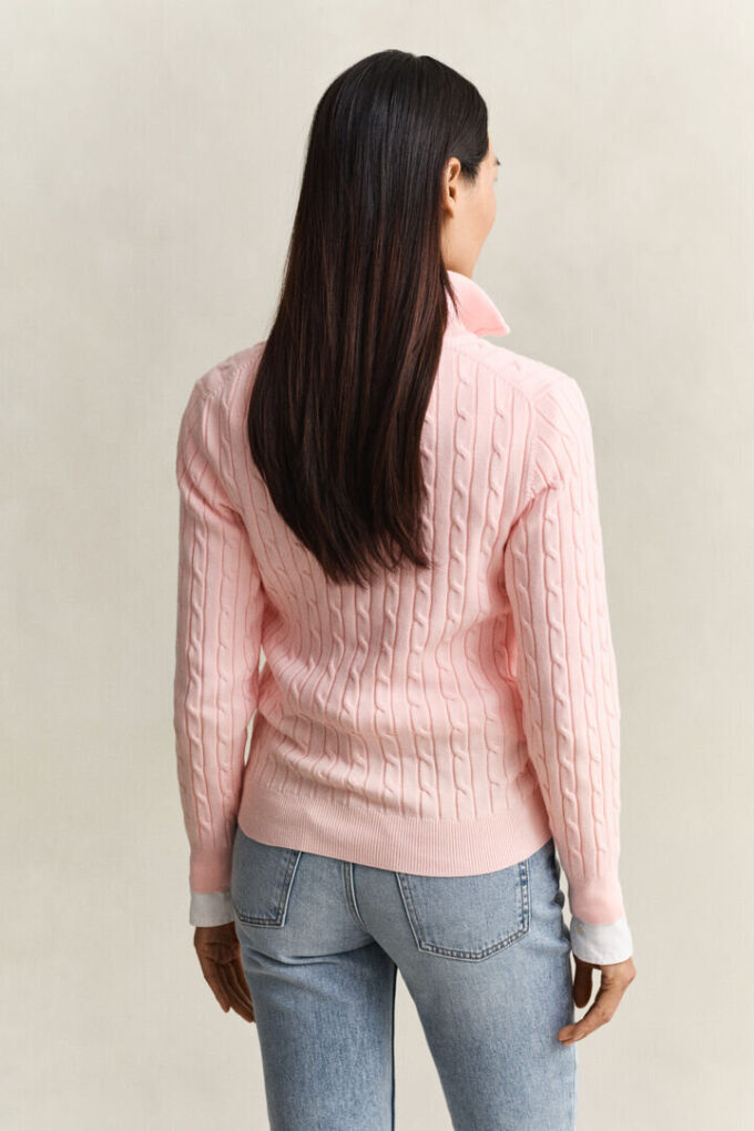 Camisola de malha trançada com meio fecho