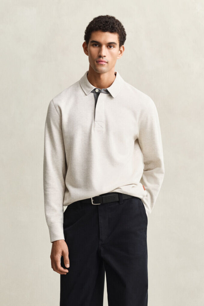 Camisola polo com Sacker Rib