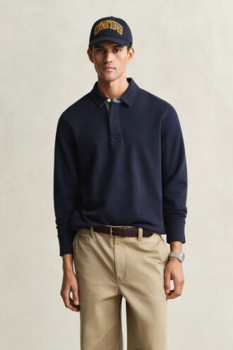 Camisola polo com Sacker Rib