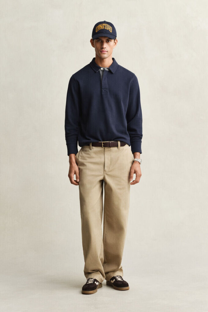 Camisola polo com Sacker Rib
