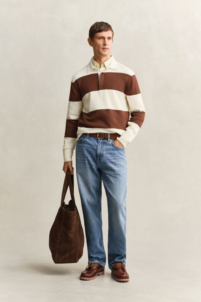 Camisola polo de algodão com Barstripe