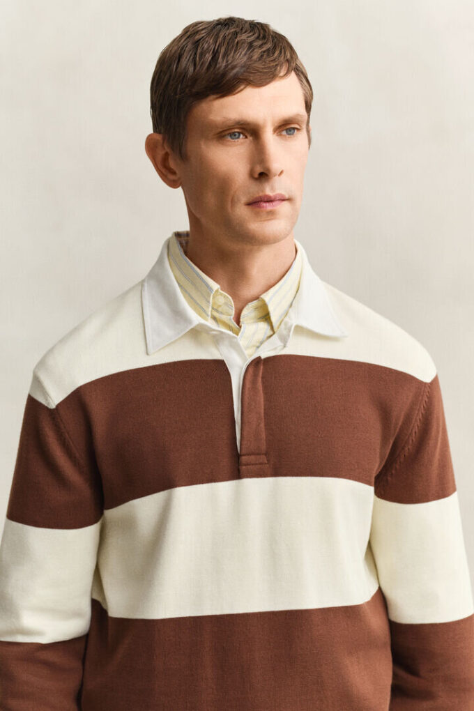 Camisola polo de algodão com Barstripe