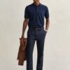 Camisola polo de calções em lã merino extra fina