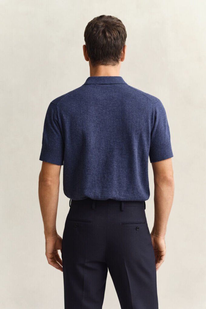 Camisola polo de calções em mistura de algodão slub