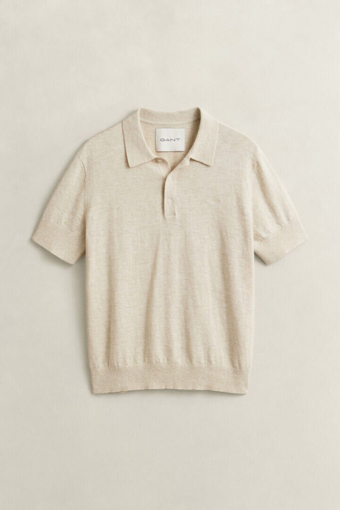 Camisola polo de calções em mistura de algodão slub