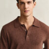 Camisola polo em mistura de algodão slub