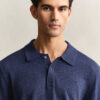 Camisola polo em mistura de algodão slub