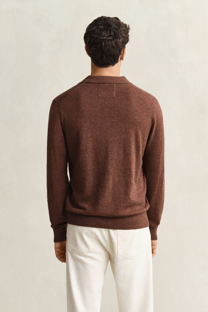 Camisola polo em mistura de algodão slub
